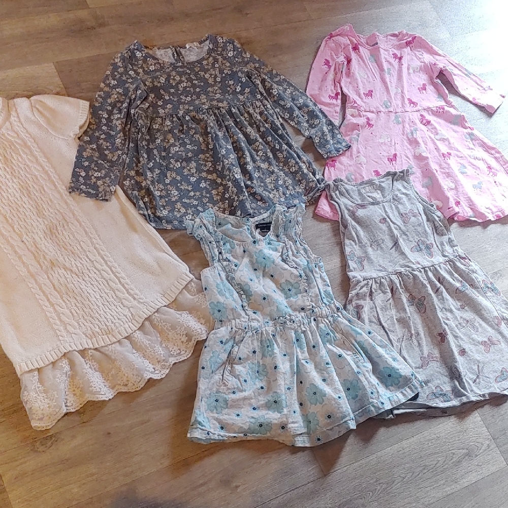 Girls Size 6-7 Dresses Floral and Butterfly Print Dresses for Kids